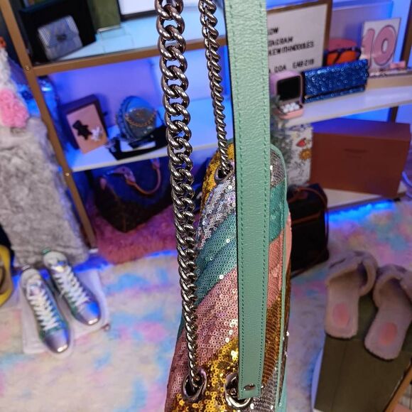 Gucci Marmont Gg Sequin Small Multicolored Rainbow Shoulder Bag w/Dustbag - Picture 15 of 16